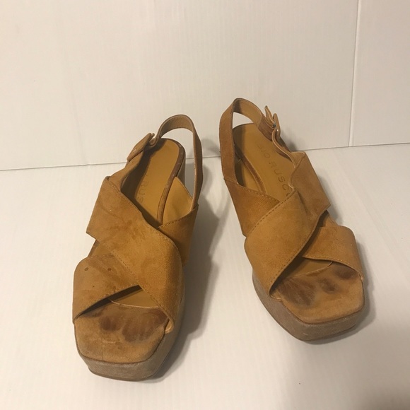 Fabio Rusconi cork platform high heel wedge suede sandal women size 7.5 (38) - Picture 4 of 12